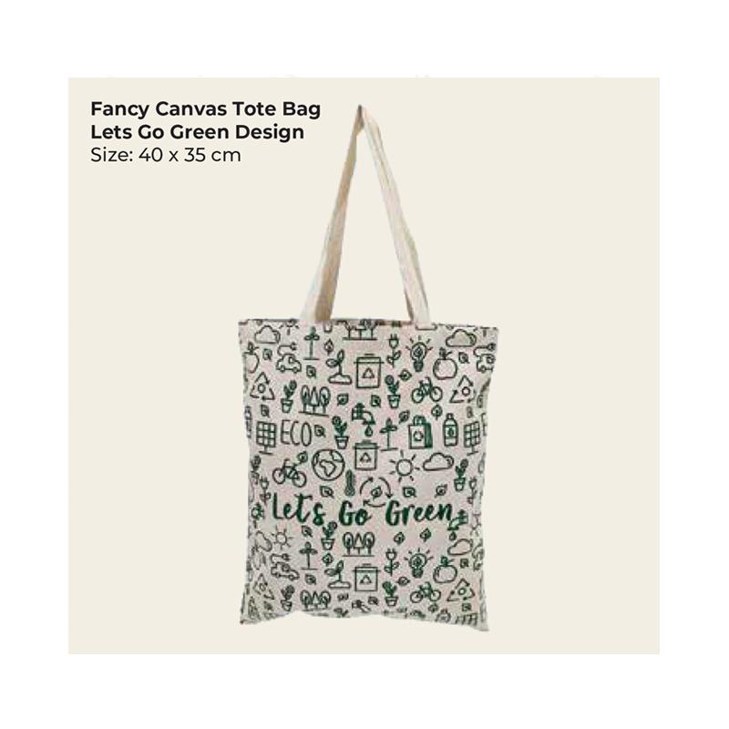 Fancy Canvas Tote Bag  Let's Go Green Design With Logo